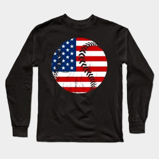 Usa America Flag Baseball 4Th Of July Long Sleeve T-Shirt